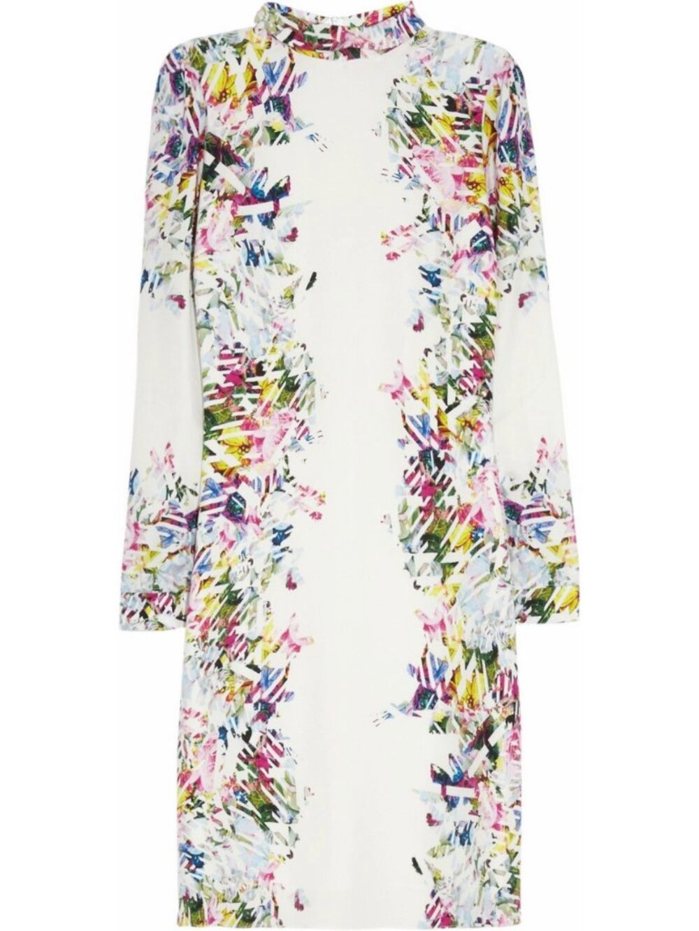 Erdem Floral Brushstroke High Neck Ivory Felicia Printed Silk Dress Size 4